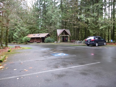Trailhead parking area – accessible parking – accessible restroom – bike rack – kiosk – drinking fountain